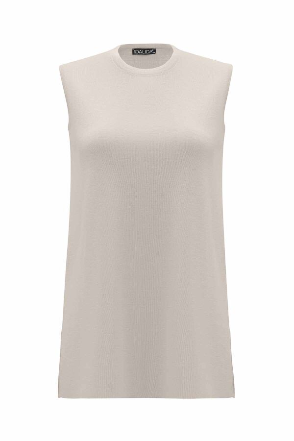 Basic Sleeveless Knitted Stone Tunic - 1