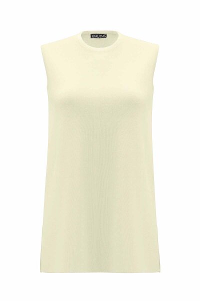 Basic Sleeveless Knitted Yellow Tunic 