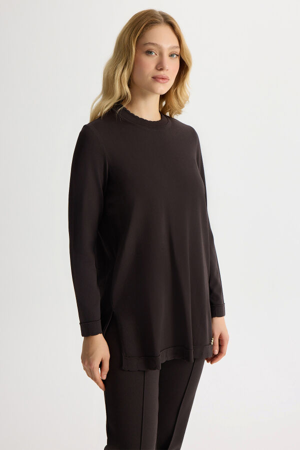 Basic Long Sleeve Knit Tunic - 1