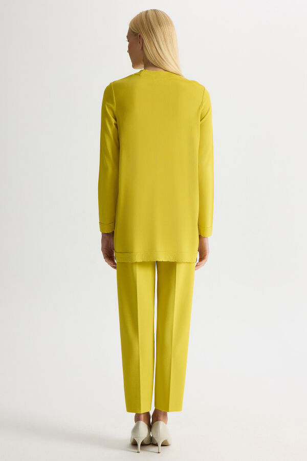 Basic Uzun Kollu Triko Tunik Lime - 2