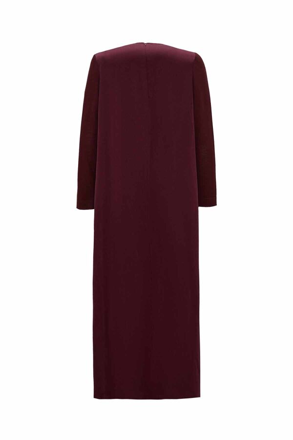 T26K-4012 Beli Büzgü Detaylı Cupro Elbise PLUM - 2