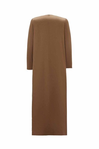 Beli Büzgü Detaylı Cupro Camel Elbise - MISS DALIDA (1)