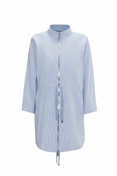 Beli Büzgülü Dik Yaka Casual Ceket - 5