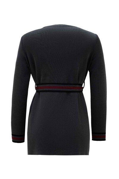 T26K-6015 Beli Kuşak Detaylı Triko Tunik VATE-DARK GREY - 2