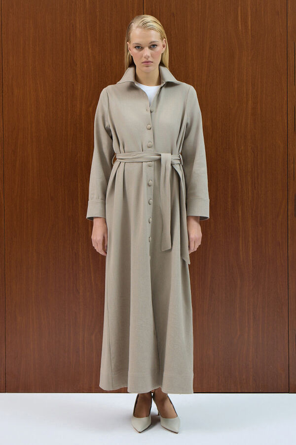 Belted Denim Shirt Dress - 1