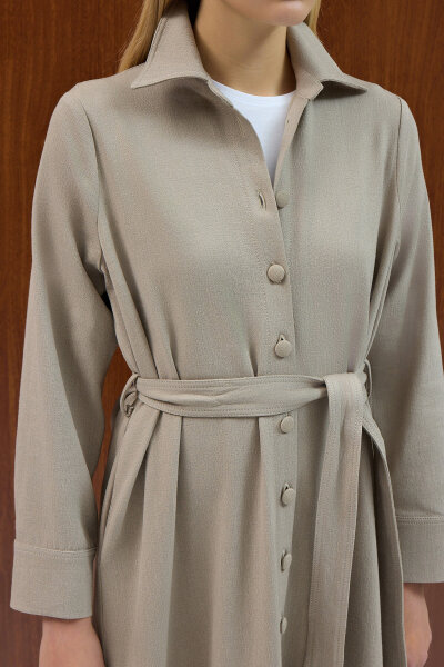 Belted Denim Shirt Dress - 3