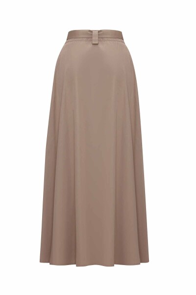 Beli Kuşaklı Rahat Kesim Kumaş Etek - 4