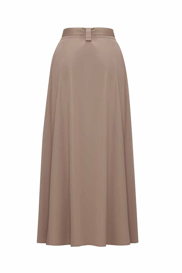 Beli Kuşaklı Rahat Kesim Kumaş Etek - 4