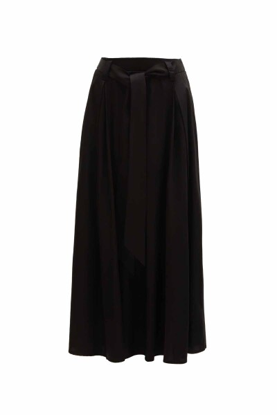 Beli Kuşaklı Rahat Kesim Kumaş Etek - 5