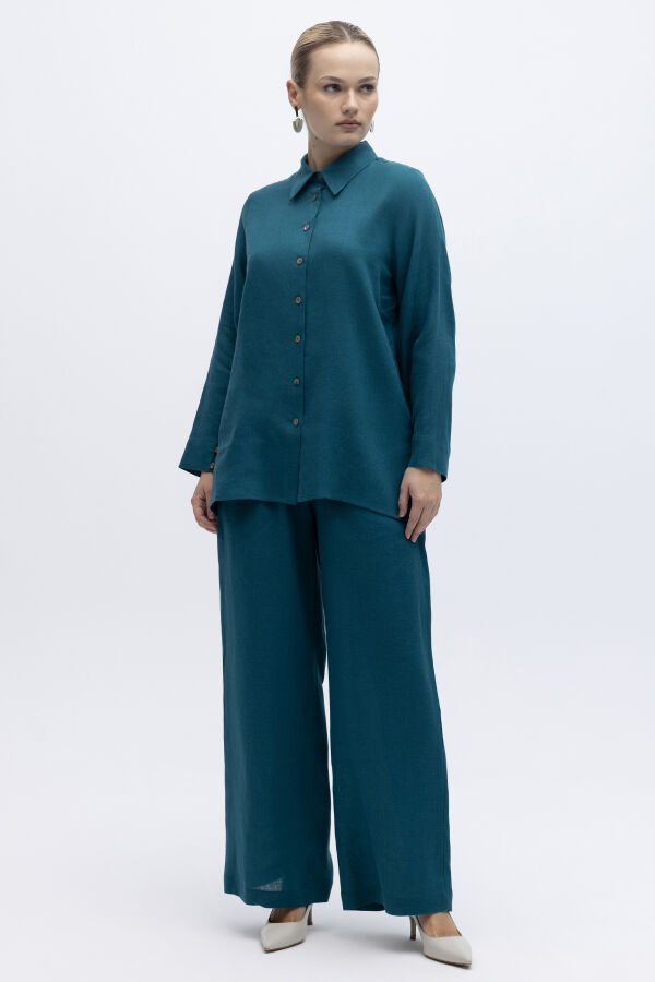 Beli Lastikli Bol Paça Keten Pantolon North Sea - 1