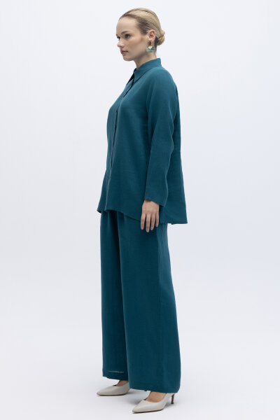 Beli Lastikli Bol Paça Keten Pantolon North Sea - 2