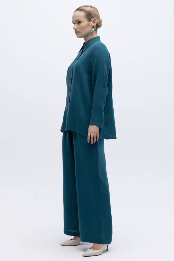 Beli Lastikli Bol Paça Keten Pantolon North Sea - 2