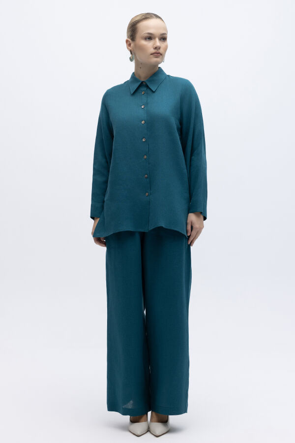 Beli Lastikli Bol Paça Keten Pantolon North Sea - 3