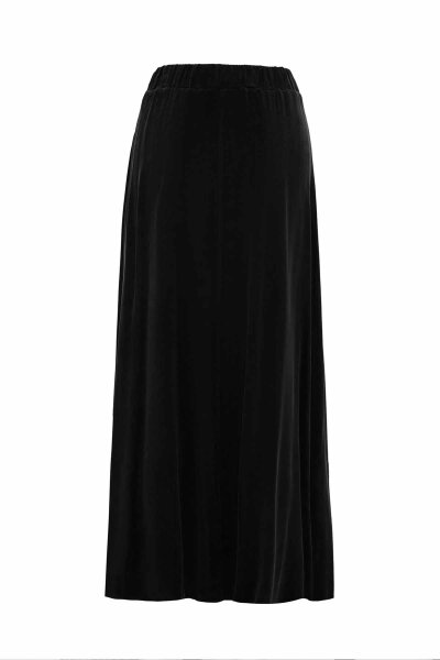 T26K-2006 Beli Lastikli Cupro Etek BLACK - MISS DALIDA