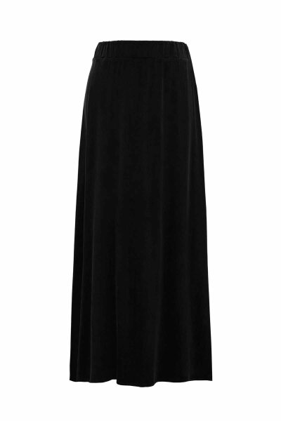 T26K-2006 Beli Lastikli Cupro Etek BLACK - MISS DALIDA (1)