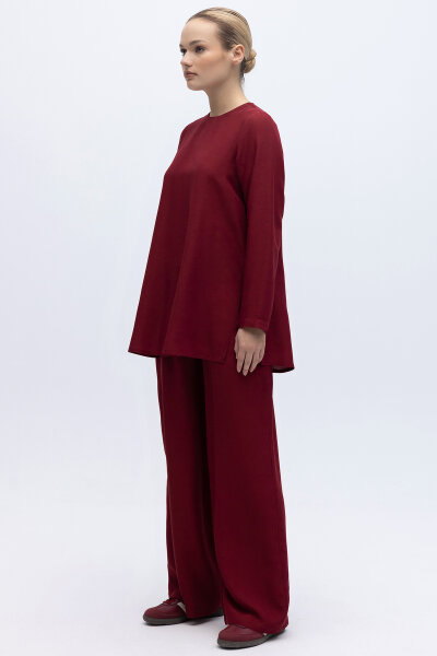 Beli Lastikli Keten Pantolon Cherry - 4