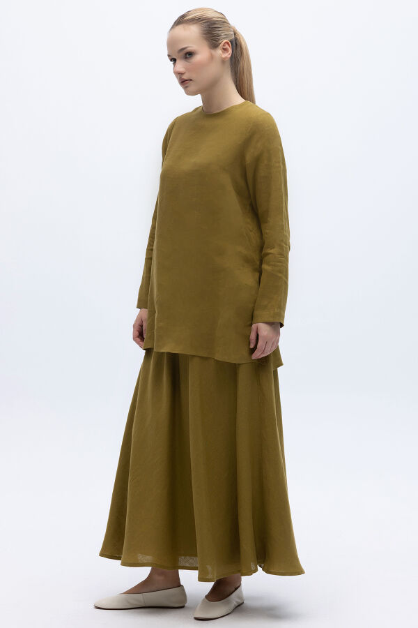 Beli Lastikli Rahat Kesim Keten Etek Amber - 2