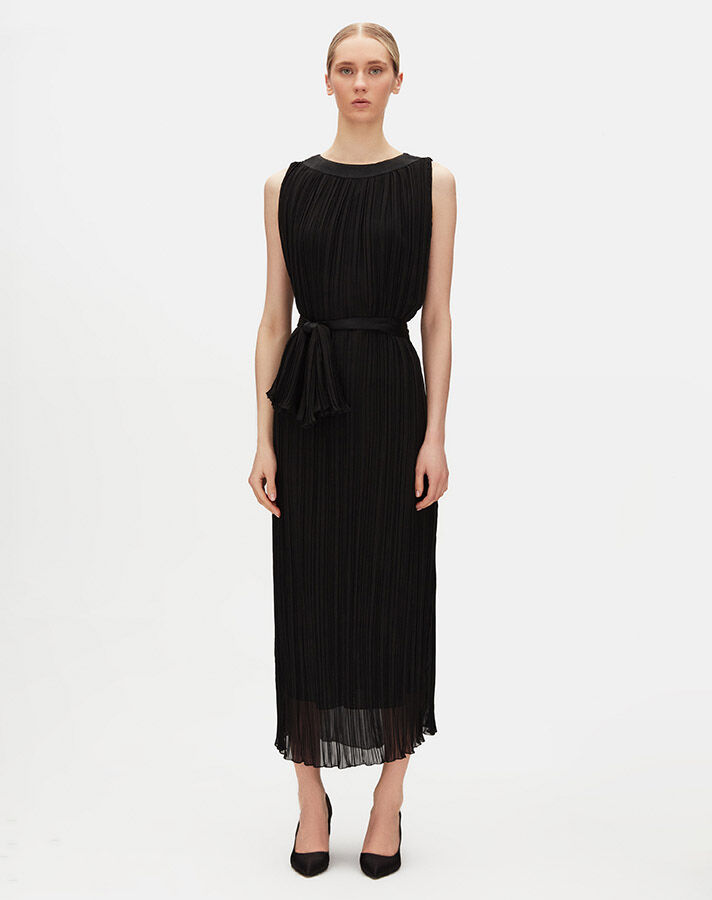 Belt Detailed Tulle Sleeveless Dress - 1