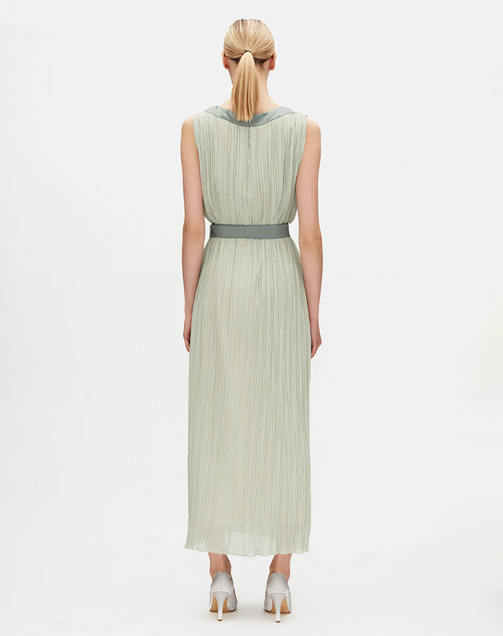 Belt Detailed Tulle Sleeveless Dress - 6