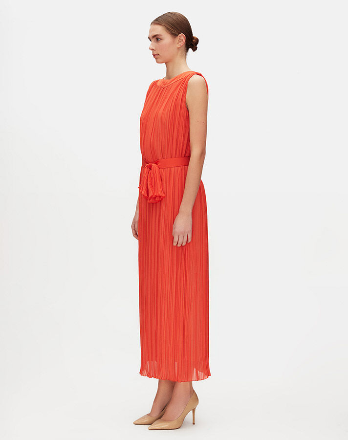Belt Detailed Tulle Sleeveless Dress - 7