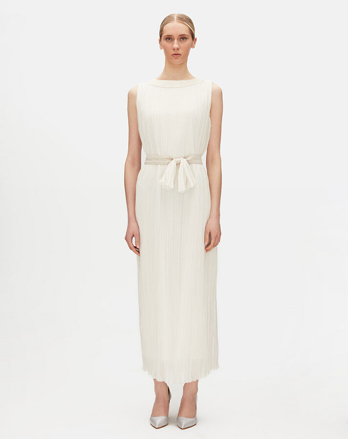 Belt Detailed Tulle Sleeveless Dress - 13