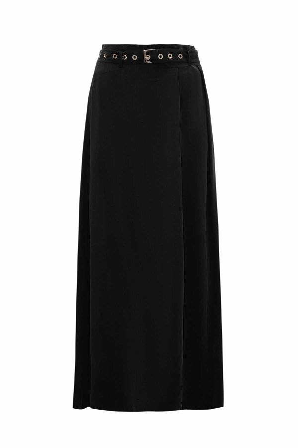 Belted Black Cupro Skirt - 1