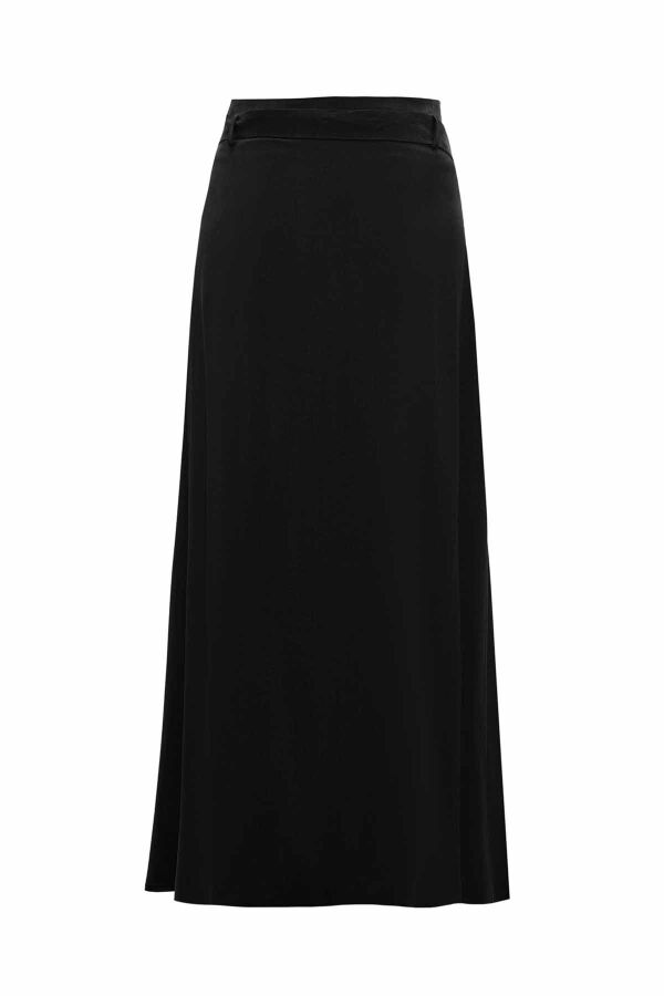 Belted Black Cupro Skirt - 2