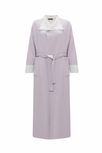 Belted Shawl Collar Cardigan in Lilac 