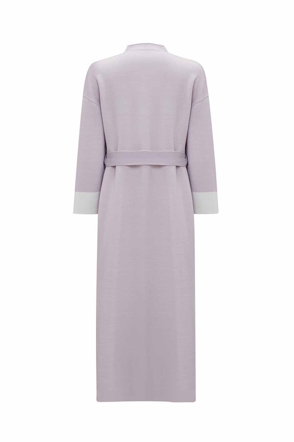 Belted Shawl Collar Cardigan in Lilac - 2