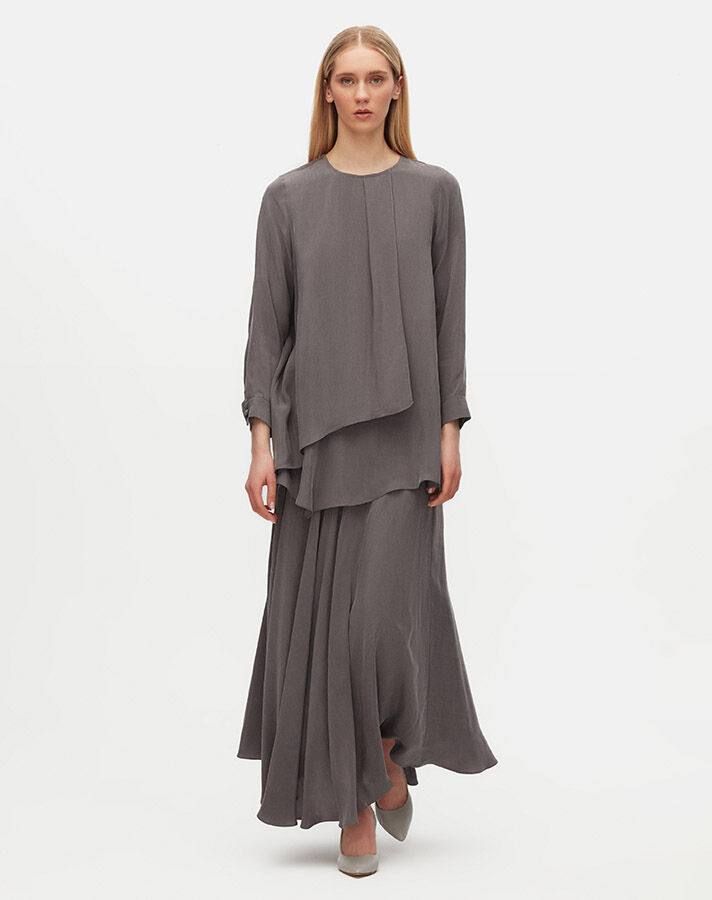 Bias Cut Cupro Flared Skirt - 1
