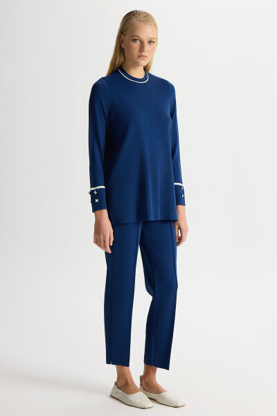 Bileği Aksesuarlı Triko Tunik Navy - 3