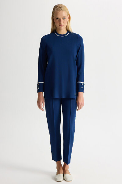 Bileği Aksesuarlı Triko Tunik Navy - 4
