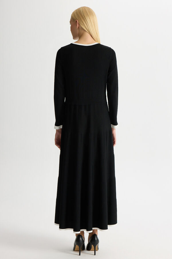 Biyesi Renkli Triko Elbise Siyah - 3