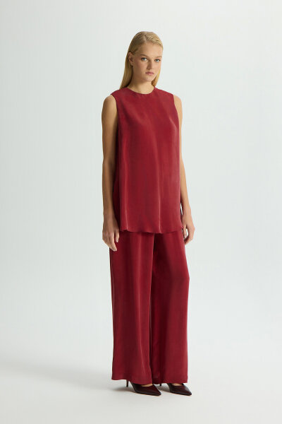 Bol Paça Basic Cupro Pantolon Cherry - MISS DALIDA