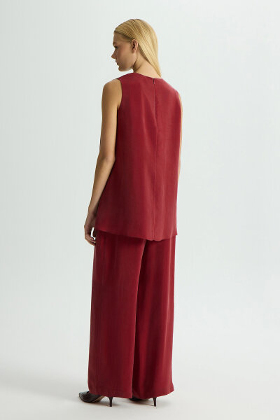 Wide Leg Basic Cupro Trousers - 2