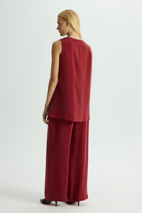 Wide Leg Basic Cupro Trousers - 2