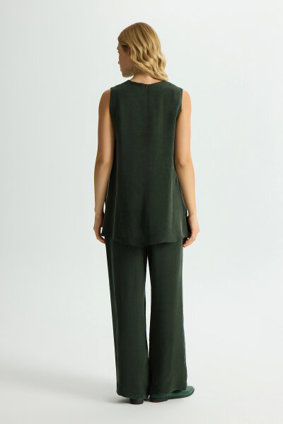 Wide Leg Basic Cupro Trousers - 2