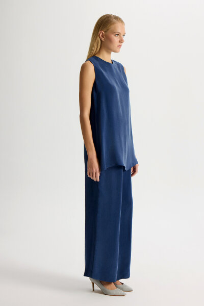 Bol Paça Basic Cupro Pantolon Navy 