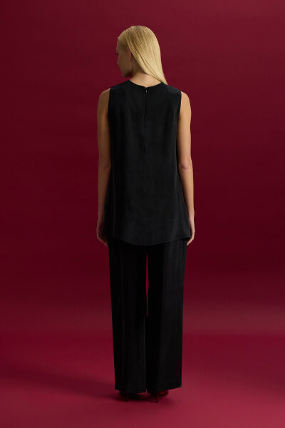 Wide Leg Basic Cupro Trousers - 3