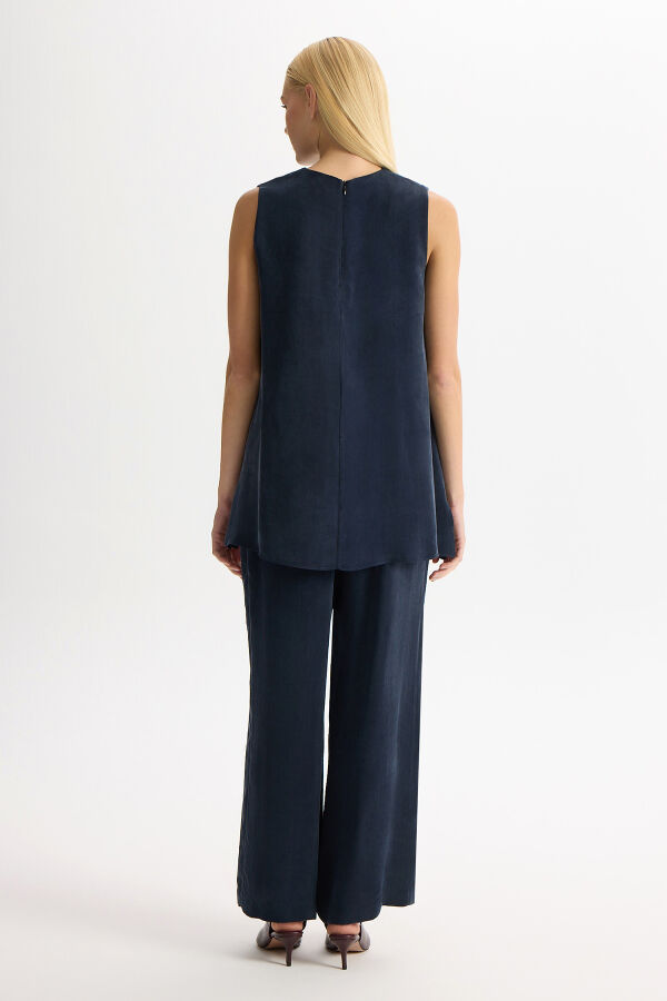 Wide Leg Basic Cupro Trousers - 4