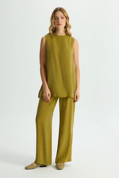 Wide Leg Basic Cupro Trousers - MISS DALIDA