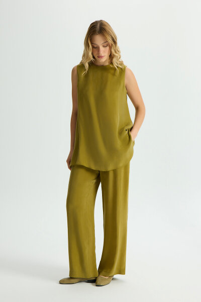 Wide Leg Basic Cupro Trousers - MISS DALIDA (1)