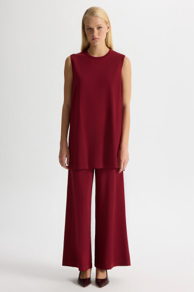 Bol Paça Basic Triko Pantolon Cherry - 1