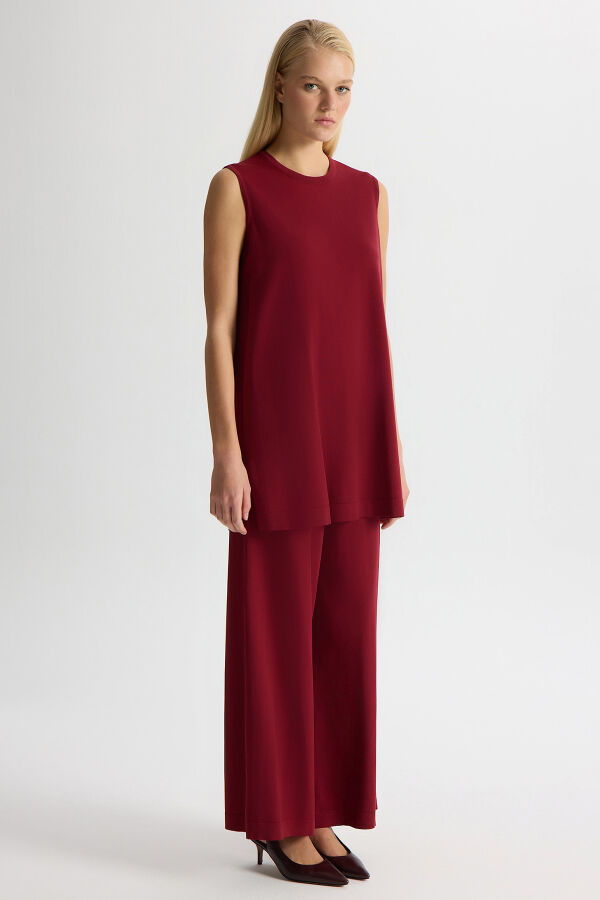 Bol Paça Basic Triko Pantolon Cherry - 2