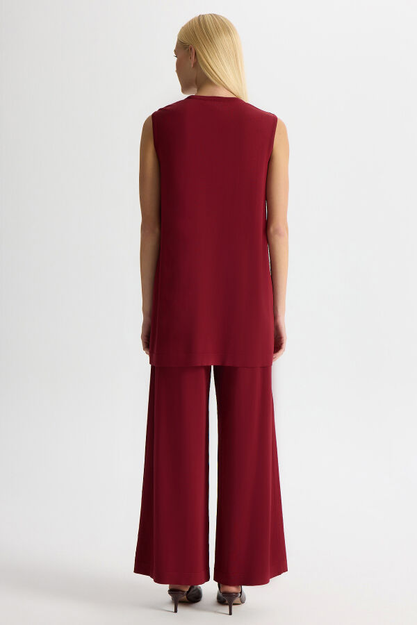 Bol Paça Basic Triko Pantolon Cherry - 3