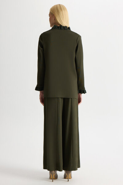 Bol Paça Basic Triko Pantolon Haki - 4