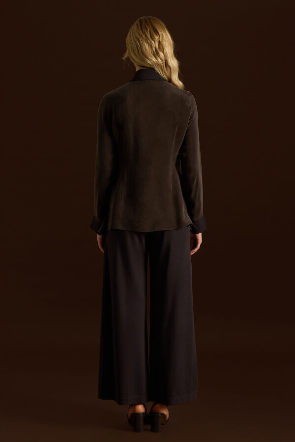 Bol Paça Basic Triko Pantolon Kahverengi - 5