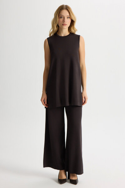 Bol Paça Basic Triko Pantolon Siyah - MISS DALIDA (1)