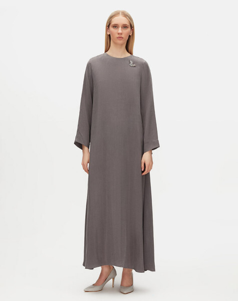 Brooch Detailed A Cut Cupro Dress - 2