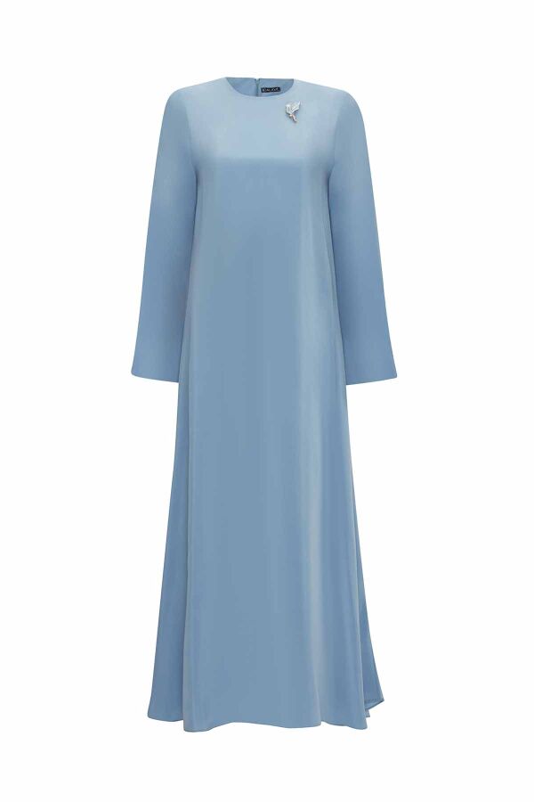 Brooch Detailed A Cut Cupro Dress - 6